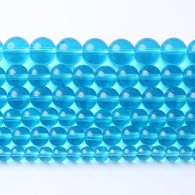 60pcs 6mm Topaz Blue Crystal Glass Beads Round Loose Spacer by NaturalStoneBeads