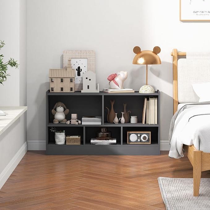 LOKO 2 Tier 5 Cube Bookcase, Open Shelf Storage Cabinet, Wooden Display Cabinet - Image 4