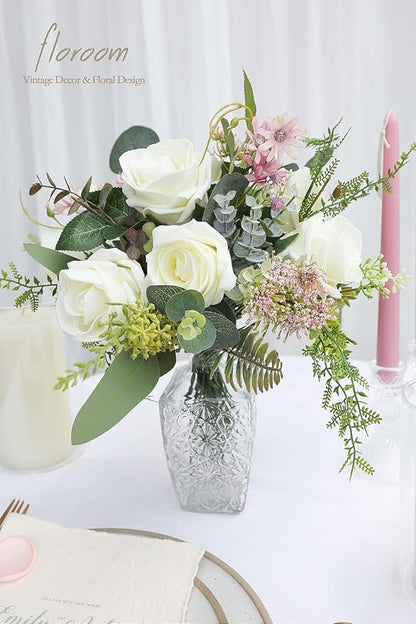 Floroom Artificial Flowers 20pcs Real Looking Ivory High-Centered Foam Fake - Image 2