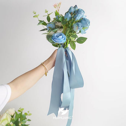 HUIHUANG Dusty Blue 2 inch Wide Double Face Satin Polyester Ribbon - Image 3