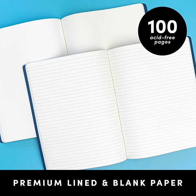 PAPERAGE Soft Cover Blank Journal Notebook, 2 Pack, 100 Pages, Large 7.5 inches - Image 3