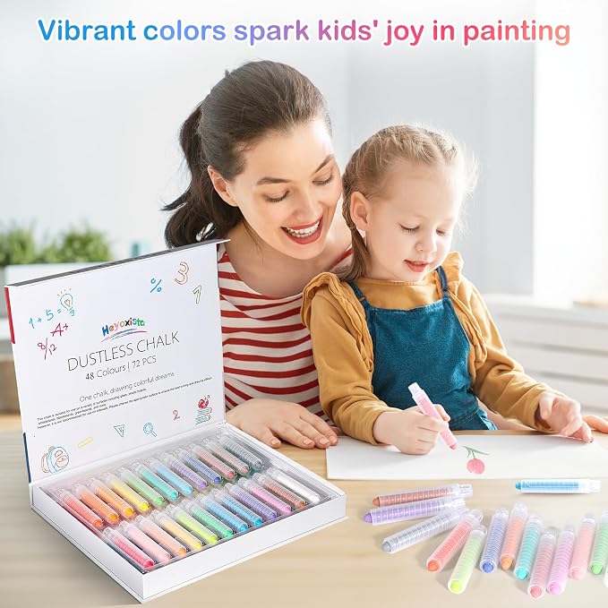 72Pcs Colored Dustless Washable Drawing Chalk Artists Set - Image 2