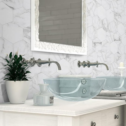 45-Sheet Hexagon Peel and Stick Backsplash, Stone Composite Stick on Decorative - Image 8