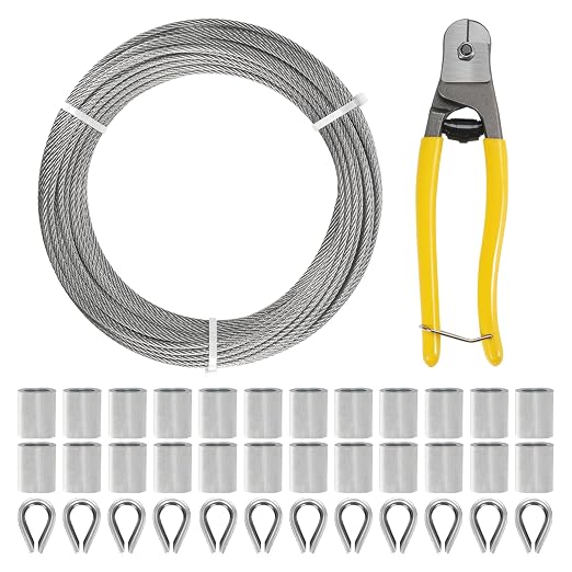 1/8 Inch Stainless Steel Cable Kit 200FT, 7 x 7 Strands Wire Rope by Unknown