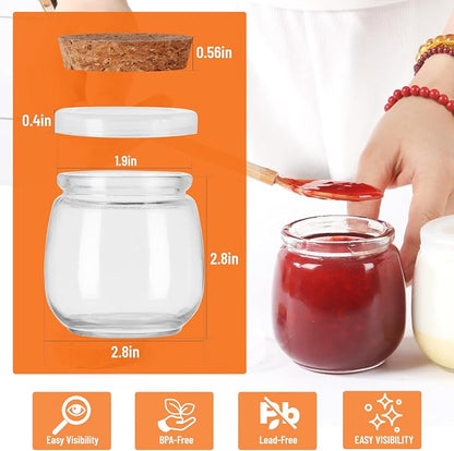 7oz Glass Jars with Cork & PE Lids 20Pack, Small Glass Pudding Jar - Image 2