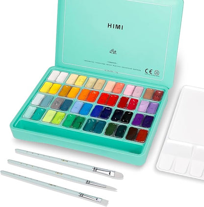 HIMI Gouache Paint Set, 48 Colors x 0.4oz, Twin Cup Jelly Design, bouns 3 by ABEIER