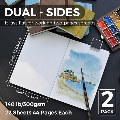 Funto Watercolor Journal, 2 Packs, 44 Pages Each, Cold-Pressed 100% Cotton - Image 2