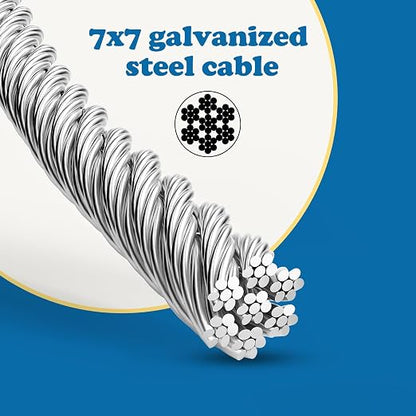 3/16 Galvanized Wire Rope, 100ft Galvanized Steel Cable 3/16 Inch, 7X7 Strands - Image 2