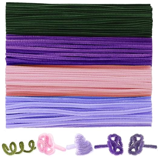 400 Pcs Pipe Cleaners Craft Kit and Craft Supplies Set, 4 Colors Chenille Stems by Unknown