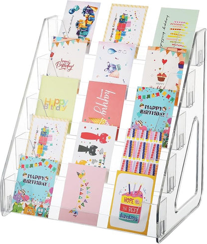 5 Tier Acrylic Card Display Stand, Sports Cards, Greeting Card, Stickers & by Hlimior