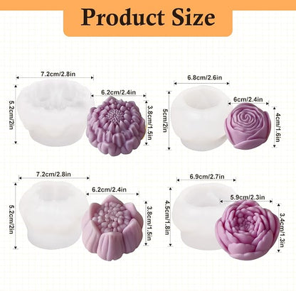 4pcs Large Flower Silicone Candle Molds, Reusable 3D Mold - Image 3