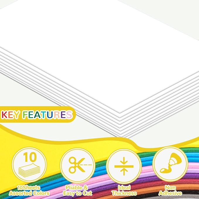 10 Pack Foam Sheets Craft 8 x 12 inch, Eva Color Foam Paper - Image 3