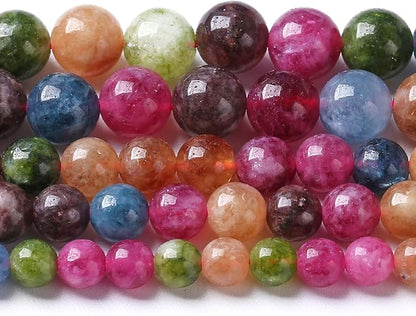 10MM Colorful Tourmaline Stone Beads Natural Gemstone Round Loose Beads by Unknown