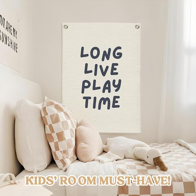 Play Room Wall Decor, Long Live Boyhood Linen Canvas Banner, Playroom Decor - Image 5