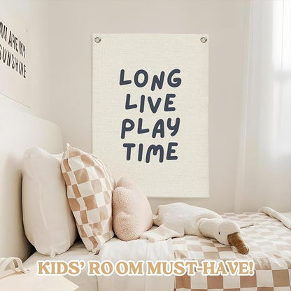 Play Room Wall Decor, Long Live Boyhood Linen Canvas Banner, Playroom Decor - Image 5