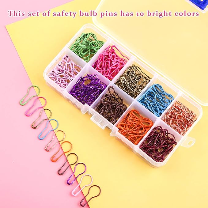Mayboos 300 Pieces Safety Bulb Pins, 10 Colors Calabash Crochet Stitch Markers - Image 7