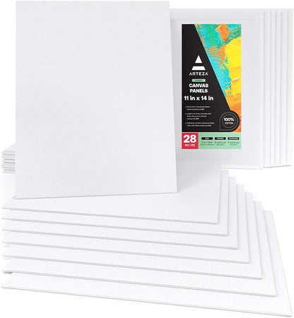 ARTEZA Canvas Boards for Painting, 11 x 14 Inches, Blank White Canvas Panels by ARTEZA