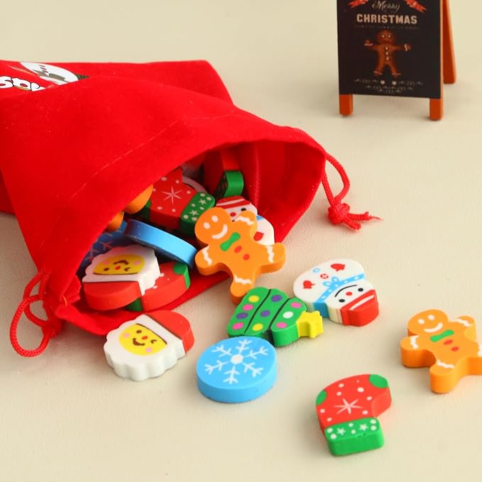 42 pcs Christmas Erasers for Kids Bulk Large Cute Snowflake Christmas Tree - Image 7
