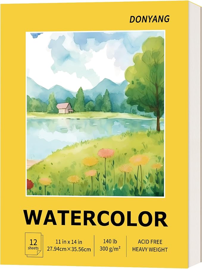 Watercolor Paper Pad, 140lb/300gsm Artist Painting Drawing Paper Book, Art by Donyang