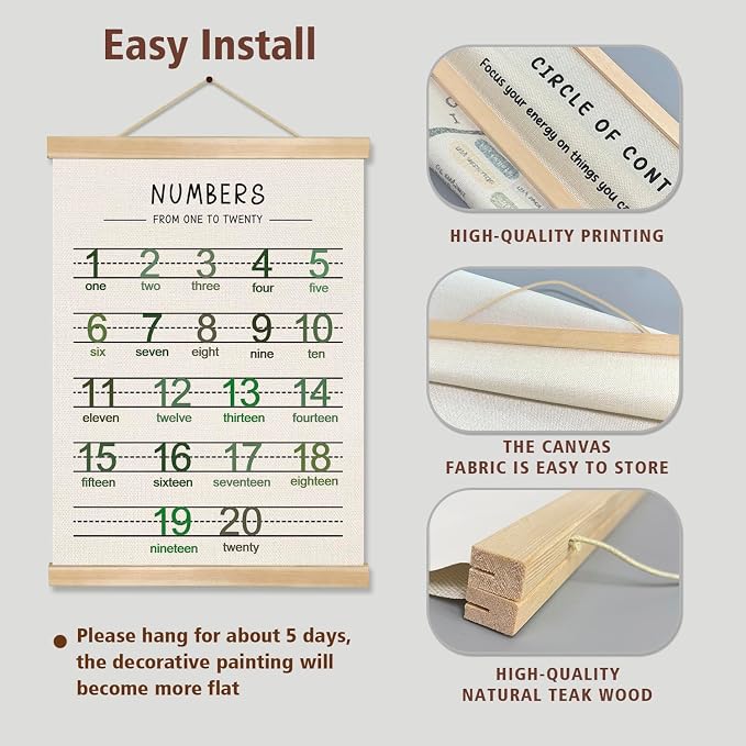 Alphabet and Numbers Wall Chart Set of 2, Kids Educational Posters, ABC and - Image 6