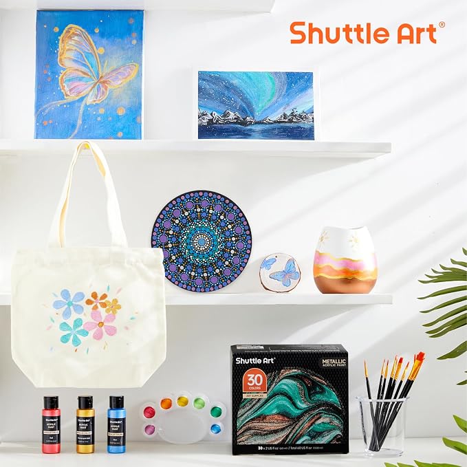 Shuttle Art 30 Colors Metallic Acrylic Paint, Artist Grade Metallic Paint in - Image 7