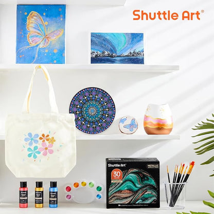 Shuttle Art 30 Colors Metallic Acrylic Paint, Artist Grade Metallic Paint in - Image 7
