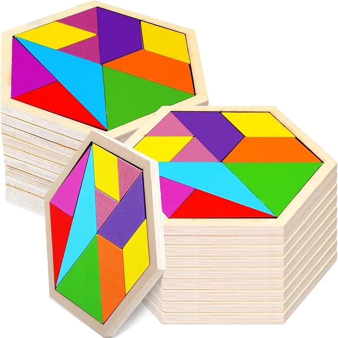 Meooeck 12 Pack Tangrams Wooden Puzzles Tangrams Classroom Set by Meooeck