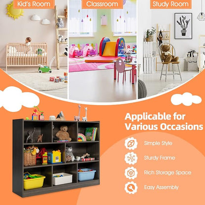 KOTEK Toy Storage Organizer, 8 Cubby Kids Bookshelf, Wooden 4-Tier Bookcase - Image 9