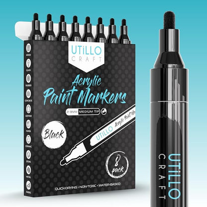 Black Paint Marker Medium Tip for Pumpkin Painting and Costumes | Bold by UtilloCraft