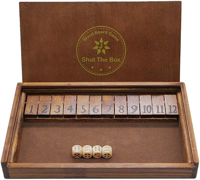 Juegoal Shut The Box Wooden Board Dice Game by Juegoal