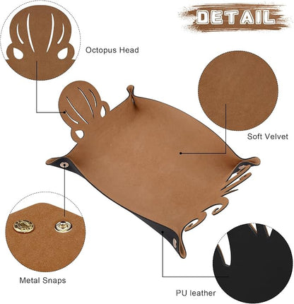 SIQUK 2 Pieces Octopus Dice Rolling Tray PU Leather Dice Mat Folding Scroll - Image 3