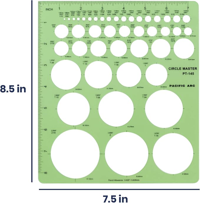 Pacific Arc Professional Circle Guide Template, 45 Total Circle from 1/16 Inch - Image 4