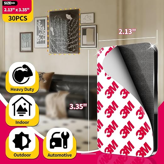30 Pcs Large Strong Double Sided Adhesive Pads, Made of 3M, Heavy Duty Square - Image 5