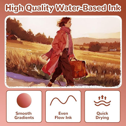 Guangna 12 Red Brown Series Acrylic Paint Markers Set, Brush Tip Acrylic Paint - Image 3