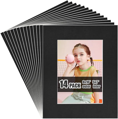 Egofine 8x10 Black Picture Mats Pack of 14, Frame Mattes by Egofine