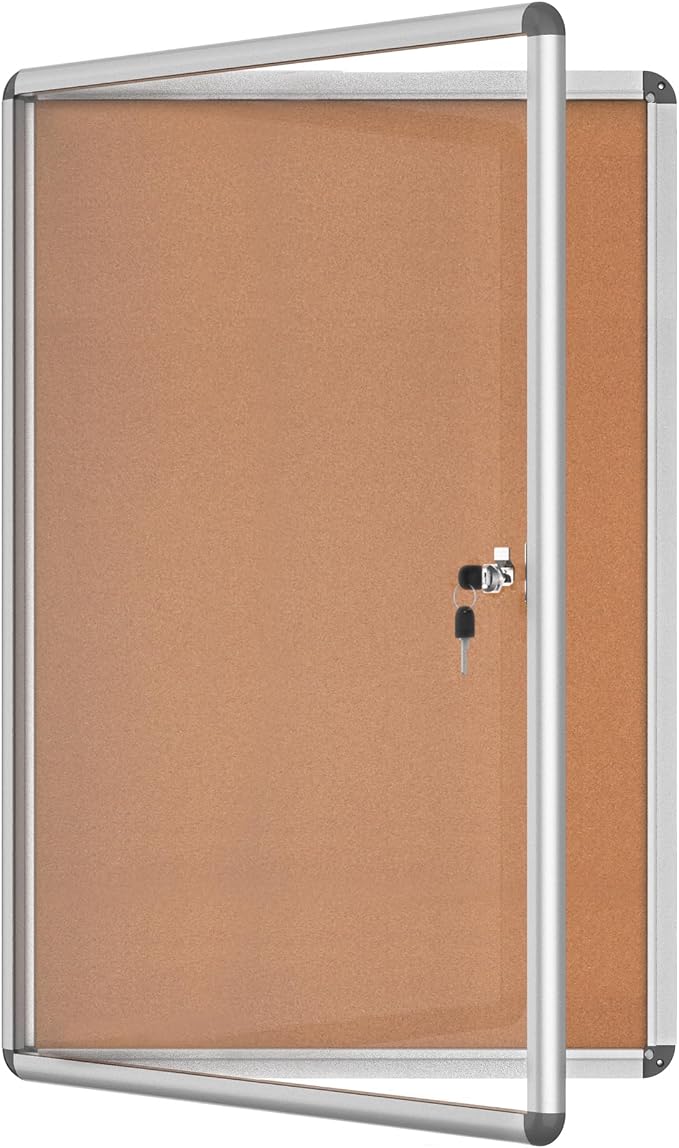 36"x24" Enclosed Bulletin Board, Lockable Weather-Resistant Aluminum Cork by MifuroOfficeProduct