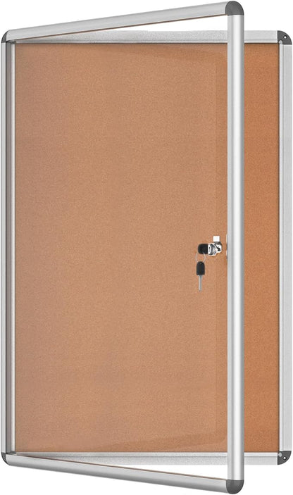 36"x24" Enclosed Bulletin Board, Lockable Weather-Resistant Aluminum Cork by MifuroOfficeProduct