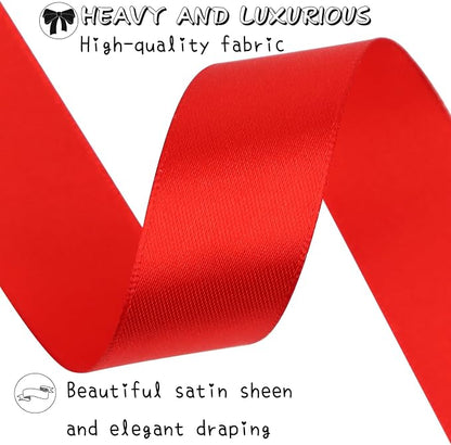 Red Solid Satin Ribbon 1 Inch 25 Yards Solid Polyester Fabric Ribbon - Image 4