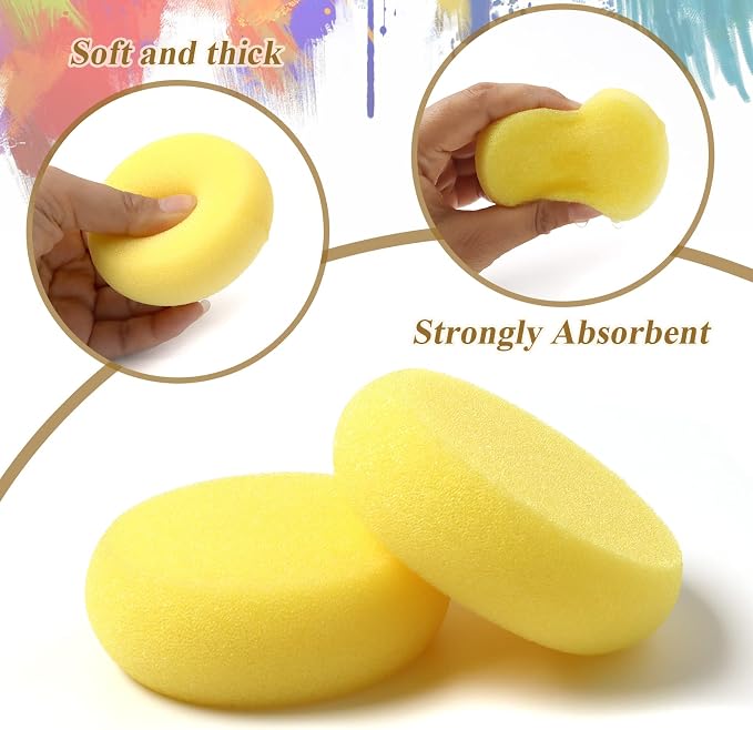 24 Pack Round Sponges Yellow Painting Sponges Synthetic Artist Sponge Pottery - Image 3