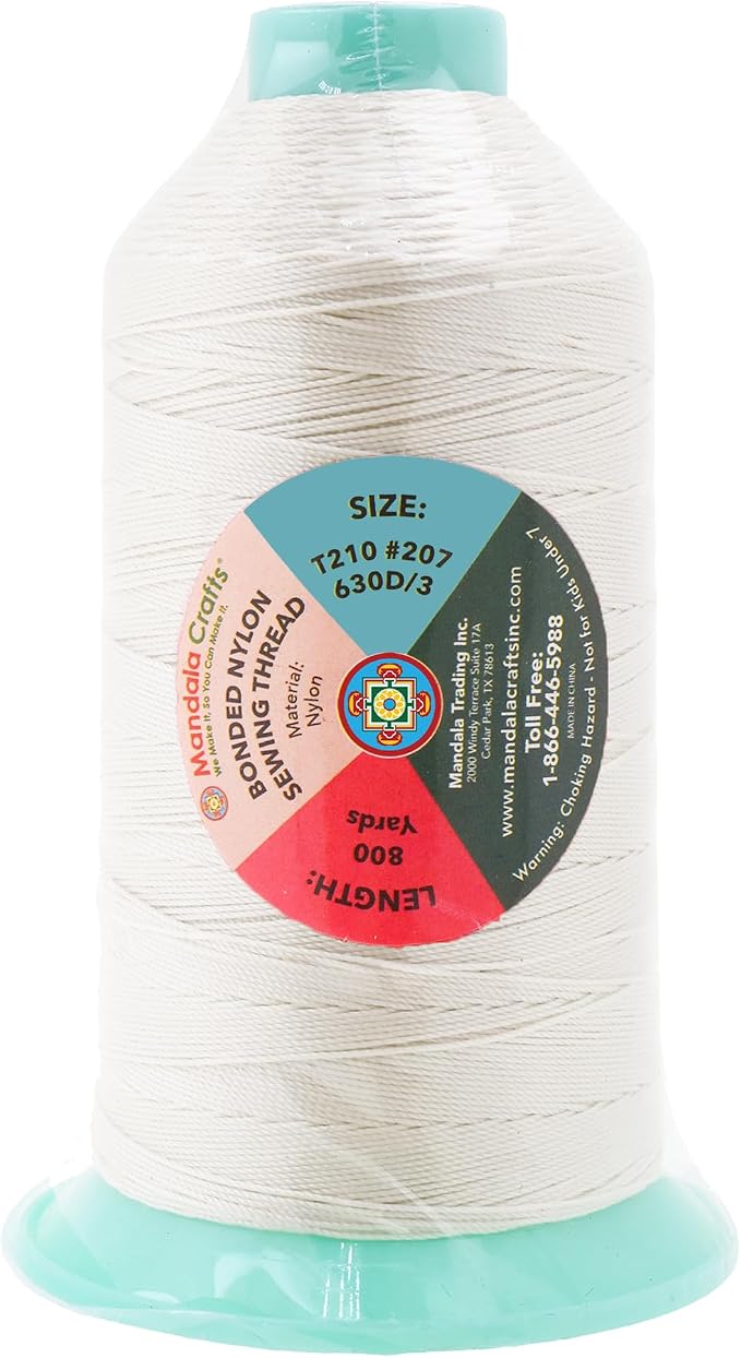 Mandala Crafts Bonded Nylon Thread Off White Heavy Duty Sewing Threads - Image 3