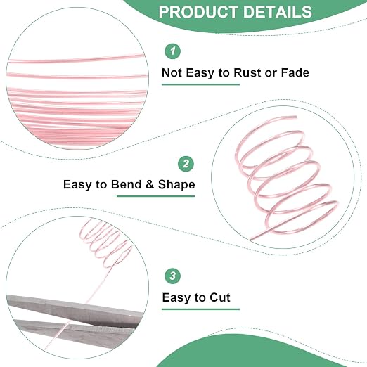 0.6 Mm/22 Gauge Copper Wire for Jewelry Making, 13.1FT Copper Beading Craft - Image 2