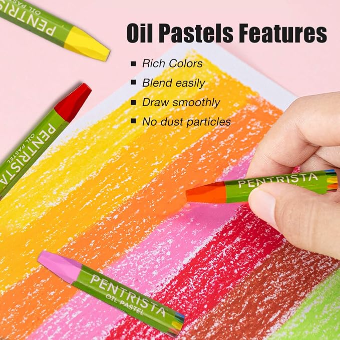 Oil Pastels Set of 48 Assorted Colors, Non-Toxic Soft Oil Pastel Crayons - Image 4