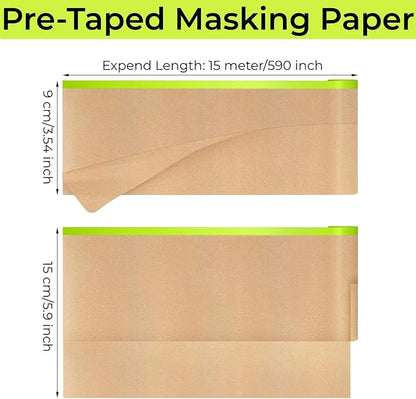 Pre-Taped Painting Masking Paper: 8 Rolls 6 Inch x 50 Feet Tape and Drape - Image 2