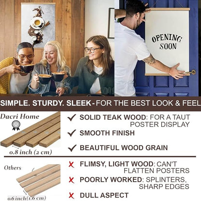 DACRI HOME 34 Inch Magnetic Poster Hanger Frame -Sturdy Teak Wood Poster Frame - Image 2