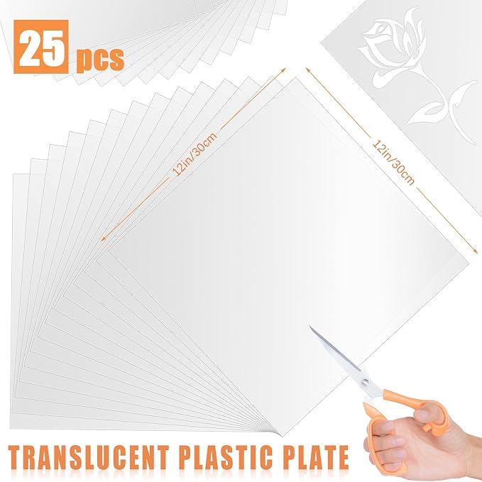 FSWCCK 25 Pcs 10mil 12 x 12 Inch Milky Translucent PET Blank Stencil Sheets - Image 2