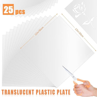 FSWCCK 25 Pcs 10mil 12 x 12 Inch Milky Translucent PET Blank Stencil Sheets - Image 2