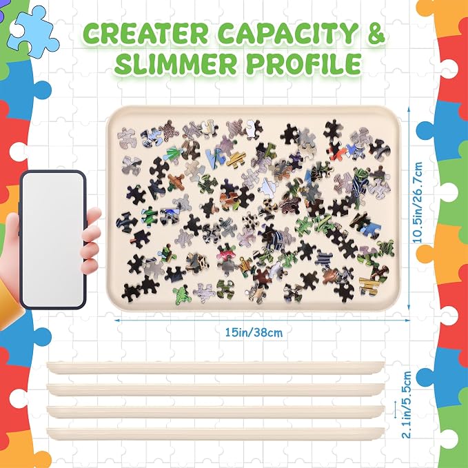 8 Pcs 15'' x 10.5' Extra Large Puzzle Sorting Trays Stackable Puzzle Trays - Image 2