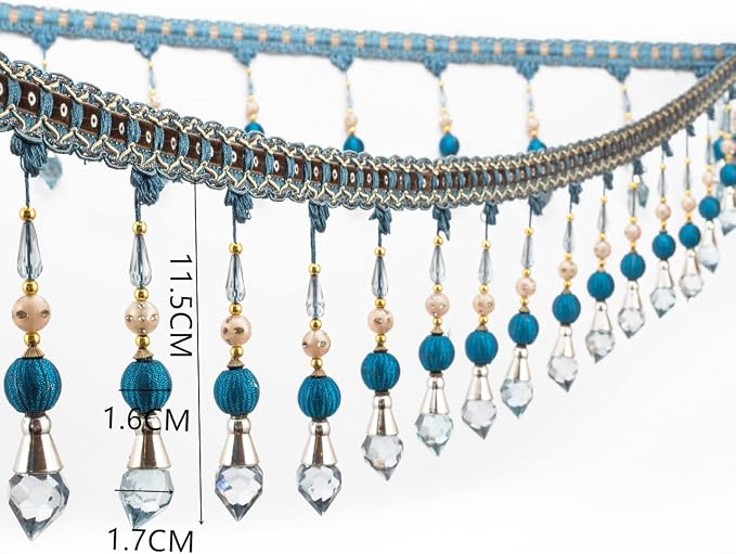 3yards Beading Fringe Trimming Long Beads Tassel Curtain Trim Ribbon Trim - Image 4