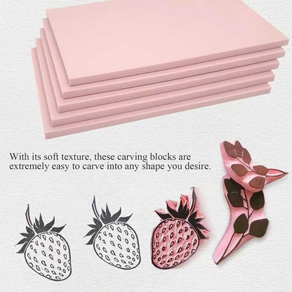 12 Pack 4"x6" Pale Pink Rubber Stamp Carving Blocks Pink Rubber Carving Blocks - Image 5