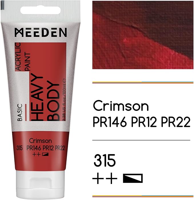 MEEDEN Acrylic Paint Crimson: 100ml/3.38oz Heavy Body Acrylic Paint Tube Bundled - Image 2
